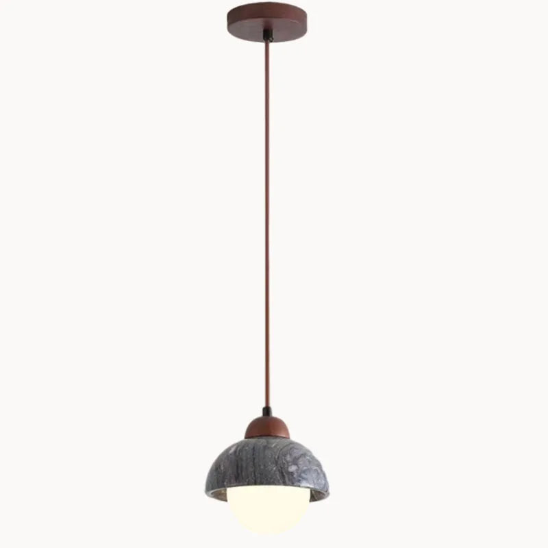 lampe suspendue moderne en pierre naturelle et bois pour bar - vue 7 sur 9