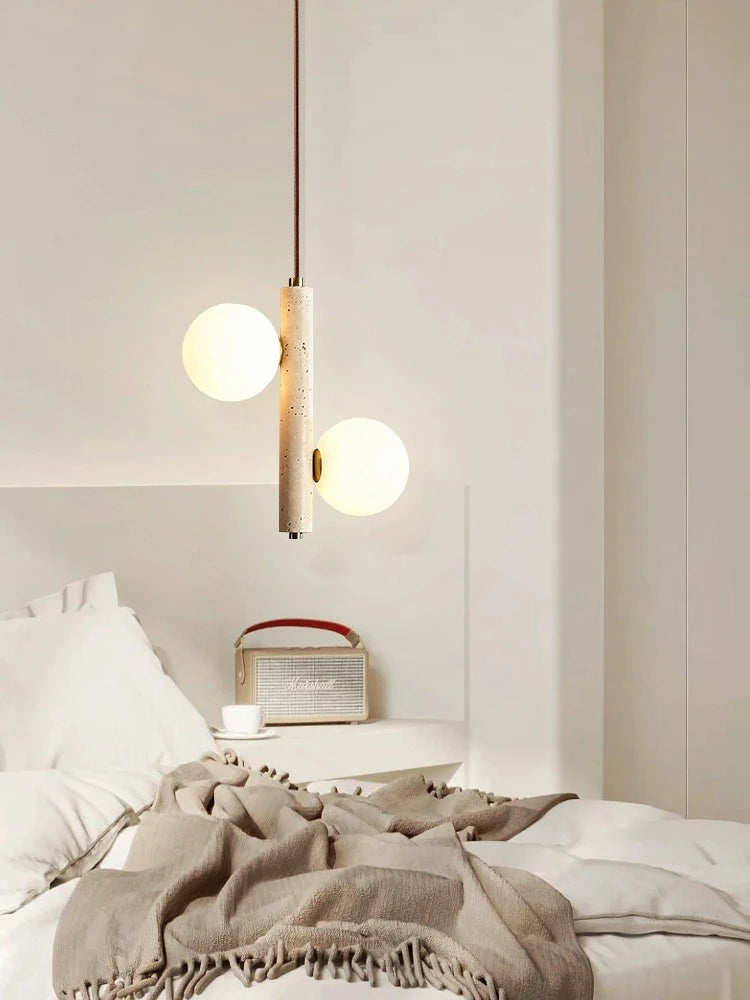 Style crème suspension LED lampe chambre chevet lustre bulle boule magique haricot perle rétro Restaurant longs luminaires - vue 3 sur 7