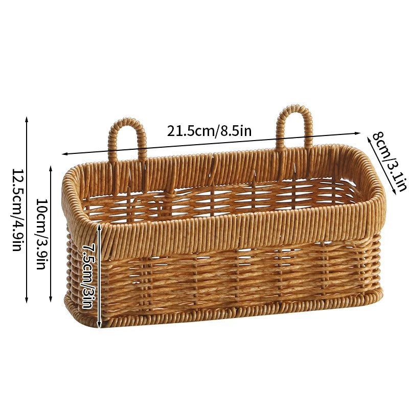 panier en osier mural organisateur de rangement tissé pour légumes - vue 14 sur 16