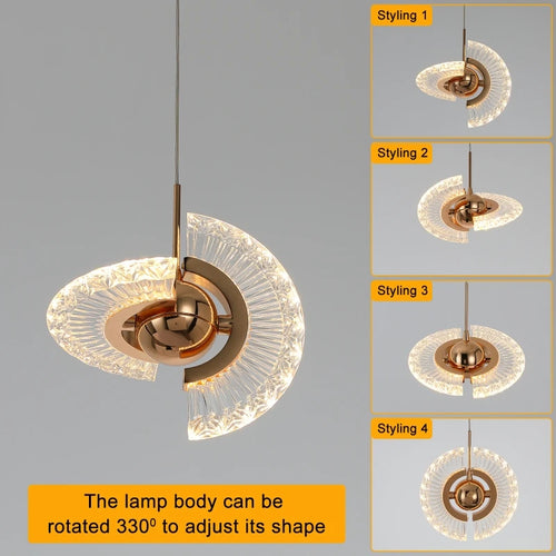 Suspension moderne rotative multi-style Led lumières rondes maison intérieure salon escalier couloir Art décor éclairage de plafond - vue 7 sur 15