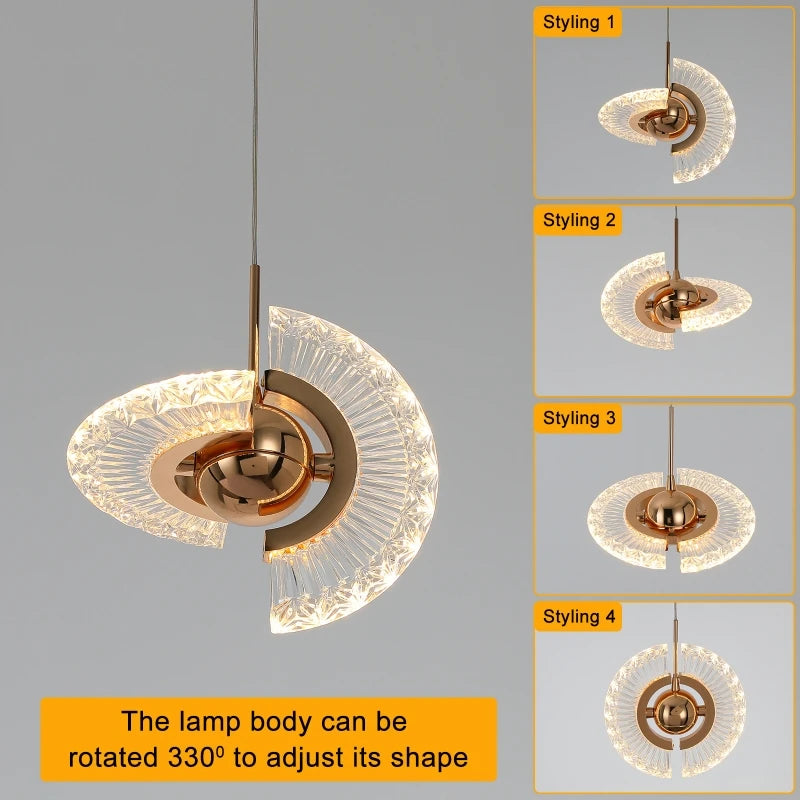 Suspension moderne rotative multi-style Led lumières rondes maison intérieure salon escalier couloir Art décor éclairage de plafond - vue 6 sur 15