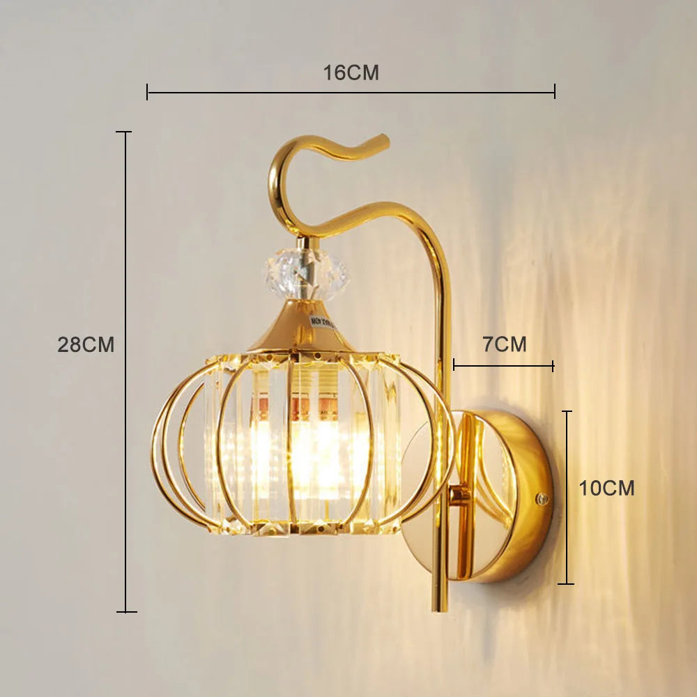 Glass wall lamp, iron art bedside lamp, simple accessories of living room, bedroom and dining room, E27 lamp - vue 7 sur 8