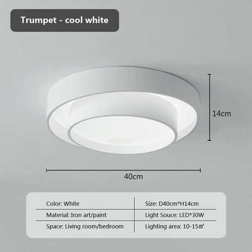 Plafonnier moderne led minimaliste blanc double rond