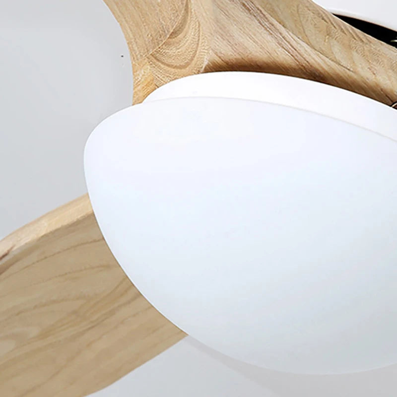 ventilateur de plafond nordique à lumière télécommandée en bois et métal - vue 6 sur 12