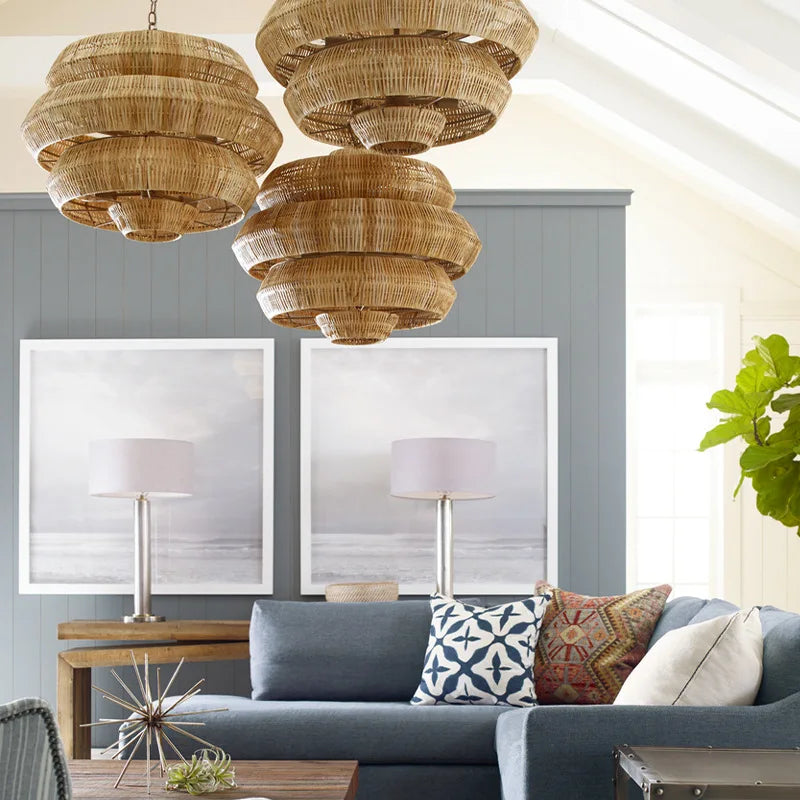 Suspension Bohemian Style Rattan Art en rotin - vue 6 sur 11