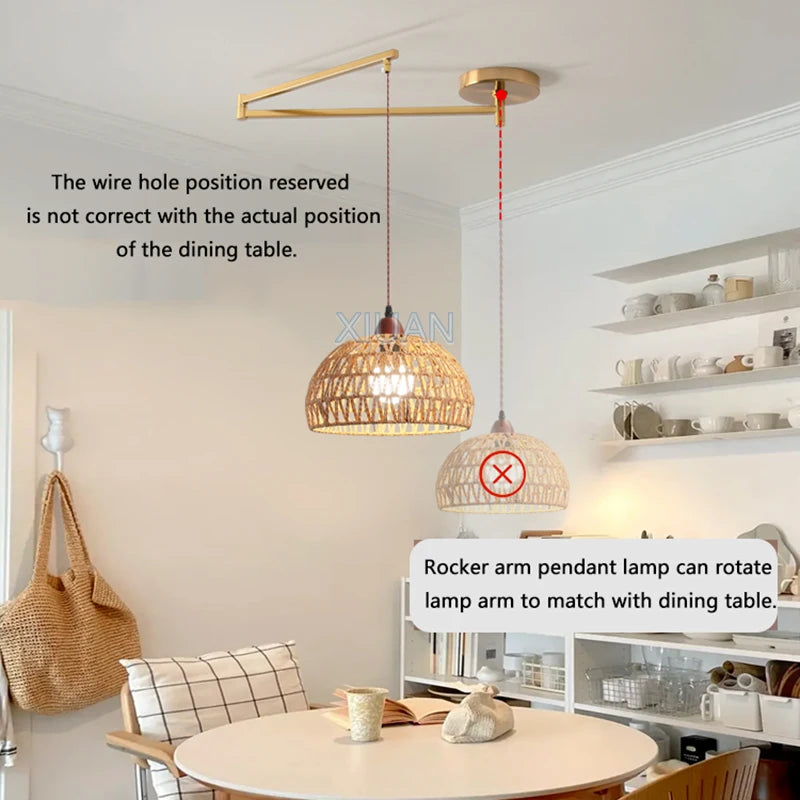 lustre wabi-sabi vintage avec tissu appliqué pliant - vue 4 sur 11