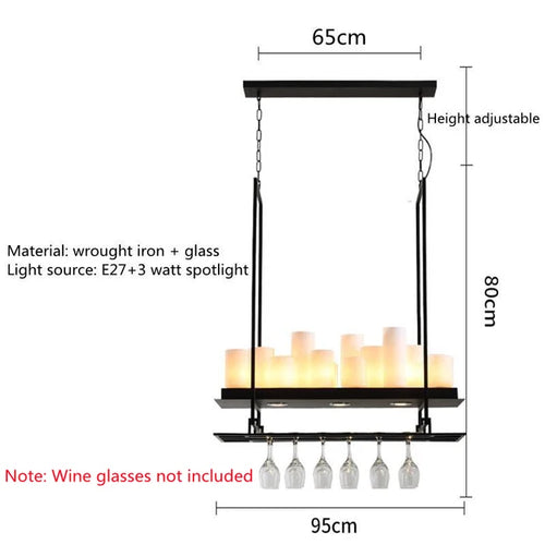 Vintage LED glass candle chandelier pendant for living room, dining, kitchen, restaurant - vue 16 sur 16