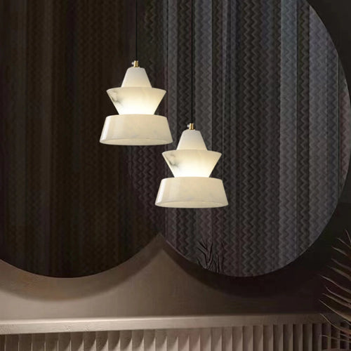 lustre en marbre naturel suspension rétro décor nordique - vue 3 sur 7