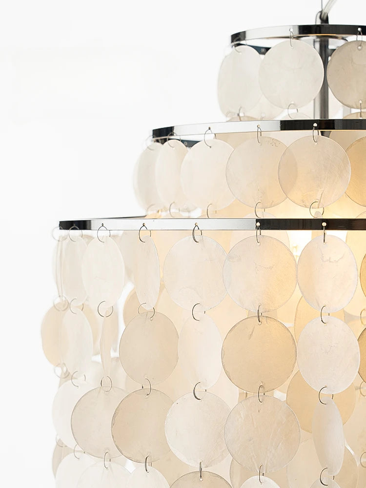 lustre en coquillage romantique avec carillon éolien style nordique décoratif - vue 5 sur 11