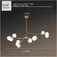 2024 Modern LED Chandelier Branches Style Glass Balls Ceiling Lamp Living Room Dining Room For Bedroom