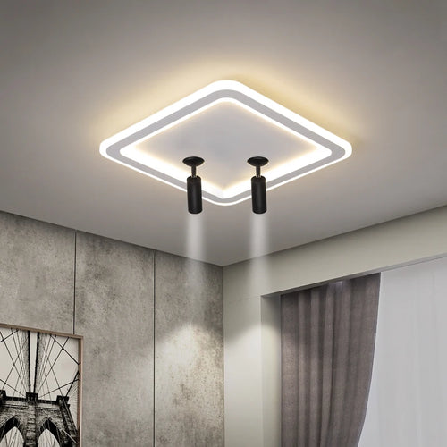 ins moderne plafond led ronde carrée avec projecteur monté en surface - vue 5 sur 15