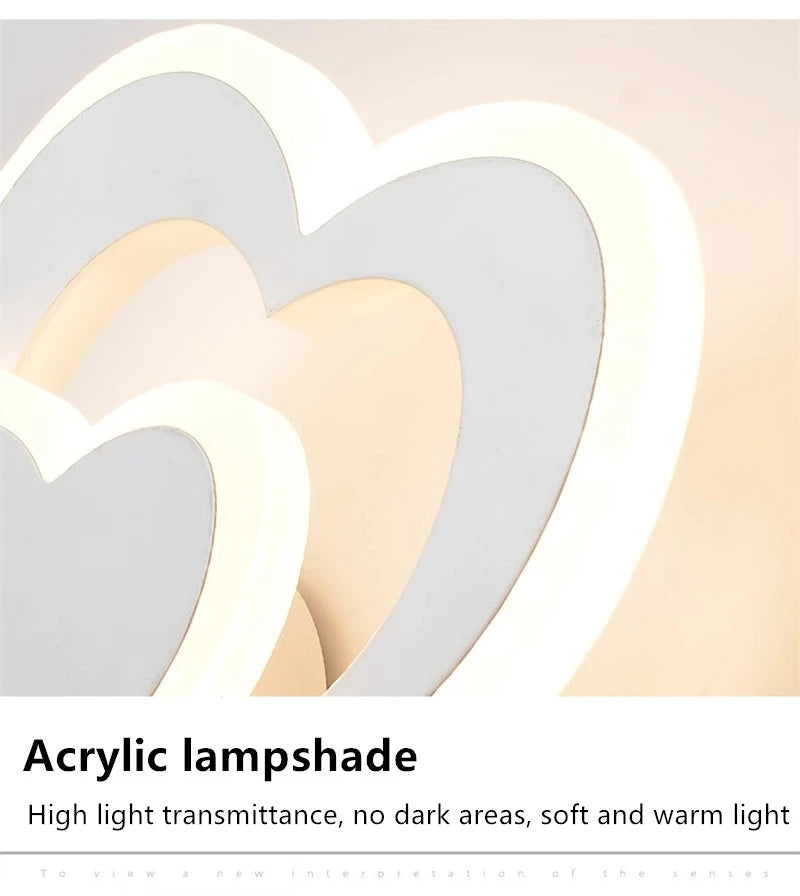 LED heart-shaped wall lamp, simple Nordic love wall lamp, creative bedroom, living room, corridor, background wall, bedside lamp - vue 5 sur 12