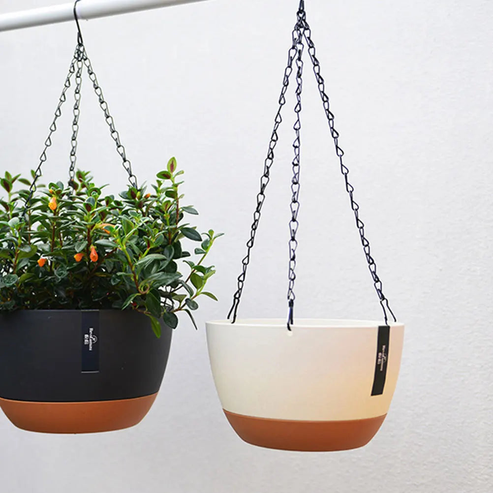 lot de 2 pots suspendus en plastique pour jardin extérieur - vue 8 sur 7