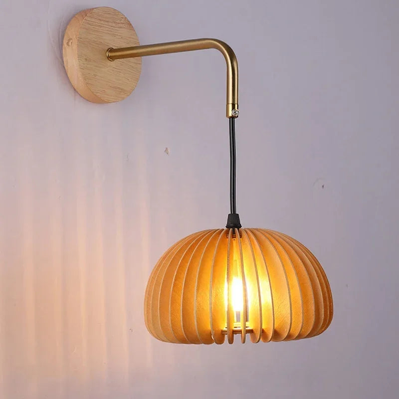 applique murale led en bois style japonais pour décoration intérieure - vue 6 sur 10