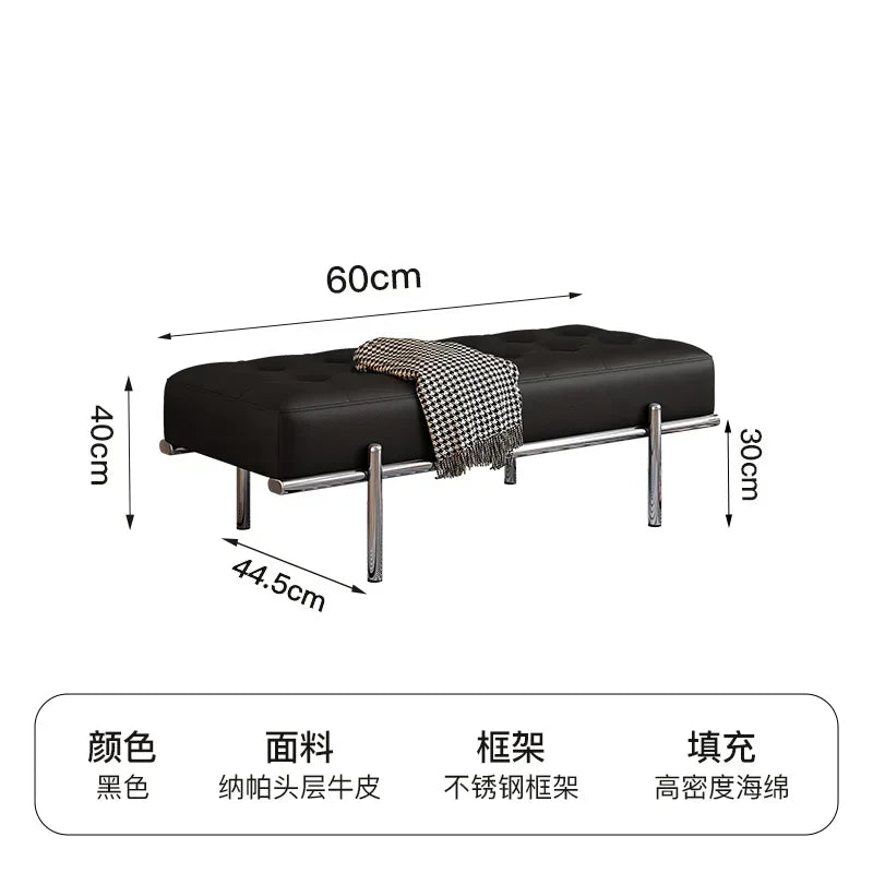 Stainless Steel Shoe Changing Bench, Long Stool, Italian Minimalist Leather, Bed-End Seat, Light, Luxury - vue 31 sur 42
