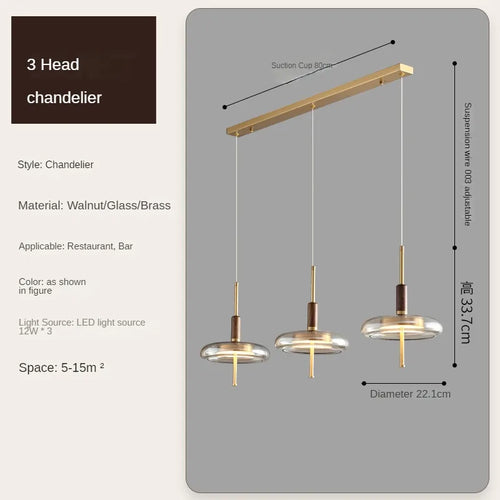 Nordic copper minimalist chandelier for elegant interiors - vue 9 sur 10
