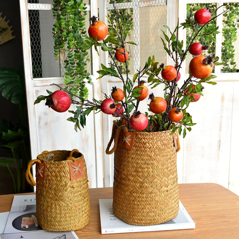 panier de rangement en jonc de mer naturel pour décorations variées - vue 3 sur 7