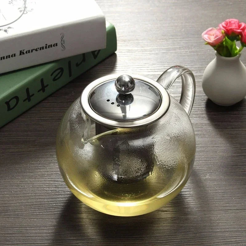 theiere en verre resistant a chaleur avec infuseur - vue 4 sur 9
