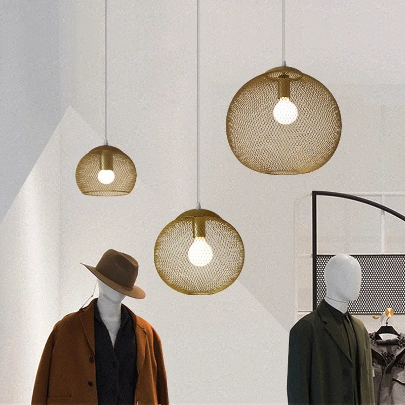 suspension industrielle vintage led en fer doré