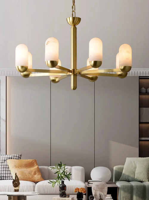 Lustre design LED marbre espagnol cuivre décoratif maison