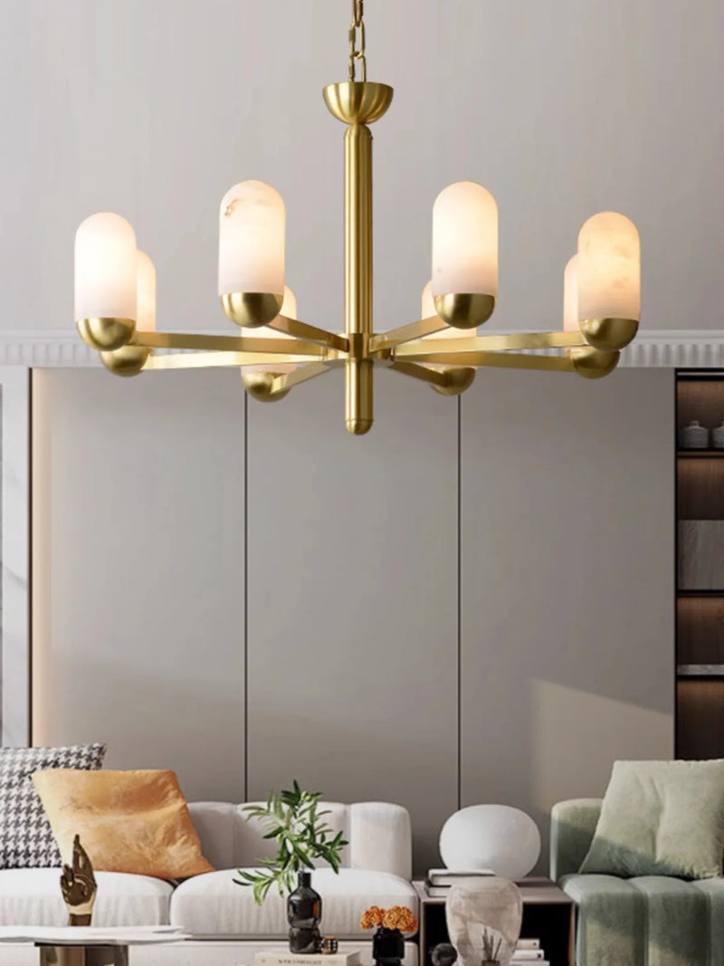 Lustre design LED marbre espagnol cuivre décoratif maison