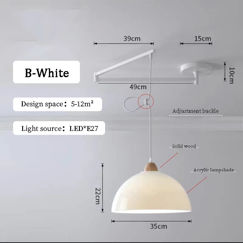 Lustres à bascule de Table à manger modernes LED peuvent être déplacés lampes à long poteau nordique Simple télescopique pliant lustre à bras Long - vue 9 sur 22