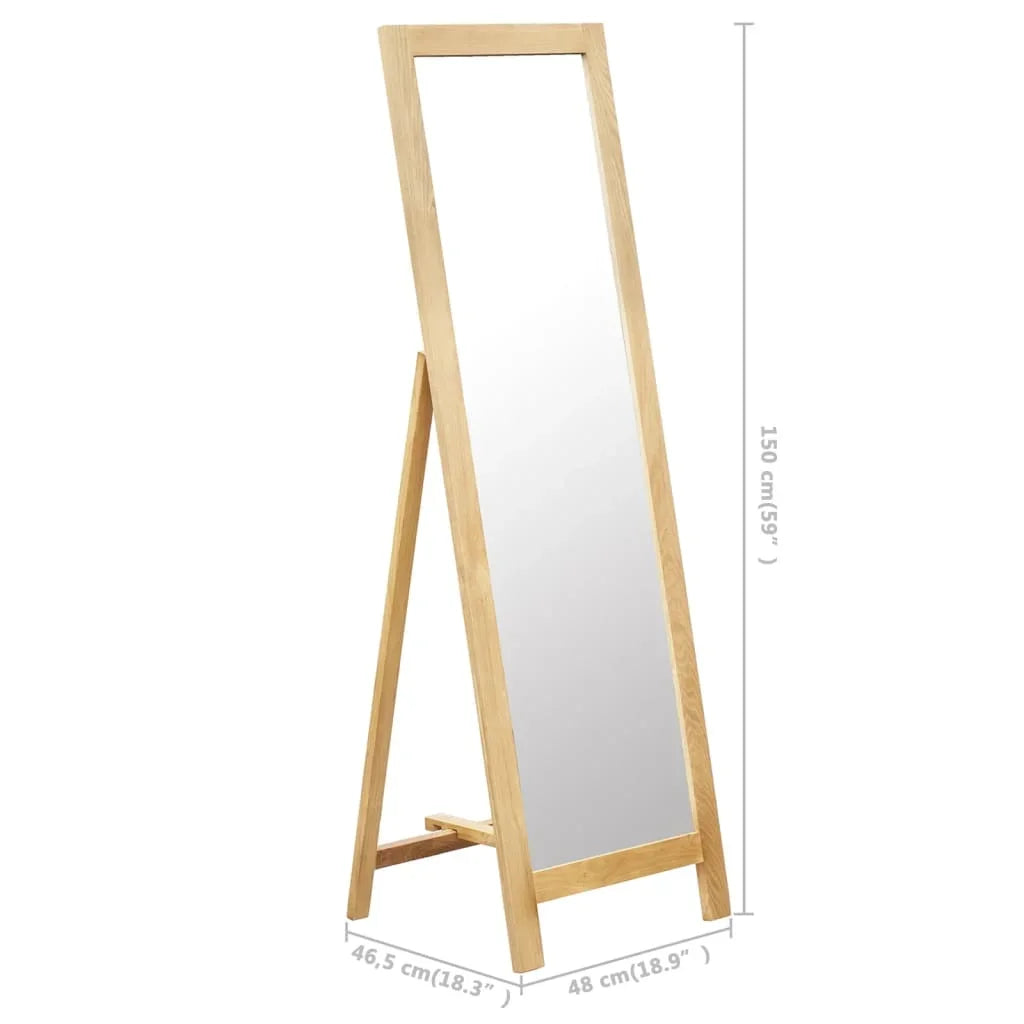 Floor mirror 48x46,5x150 cm solid oak wood home decoration wall decal living room decoration - vue 6 sur 7