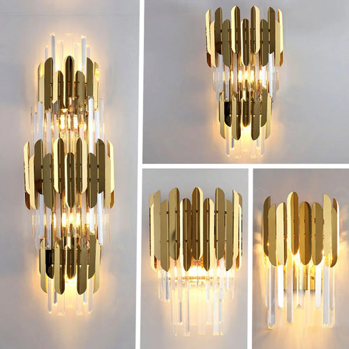Applique murale LED en cristal doré moderne - vue 2 sur 18
