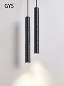 Led lustre chambre chevet suspension lampe Tube longue ligne petite lumière naturelle pierre noire maison chambre décoration luminaire