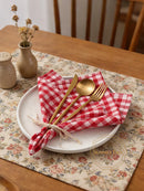 Serviette de table coton motif vichy carreaux style