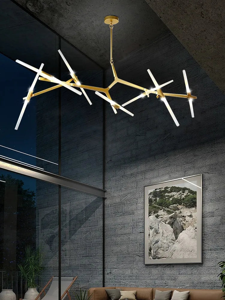 lustre moderne led rotatif simple pour duplex loft - vue 6 sur 18