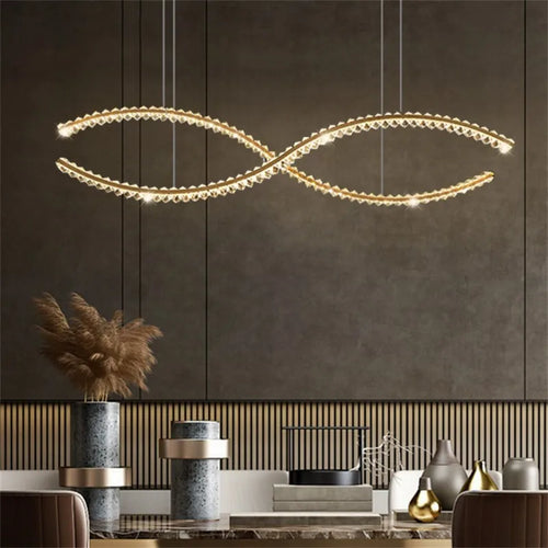 Modern minimalist crystal LED chandelier for home decor - vue 2 sur 18