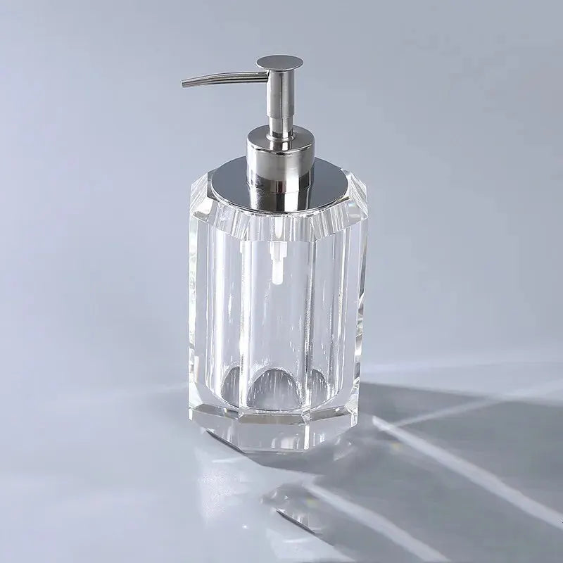 distributeur de savon liquide en cristal transparent pour salle de bain - vue 6 sur 6
