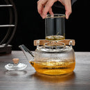 Theiere verre borosilicate filtre integre anse bois design