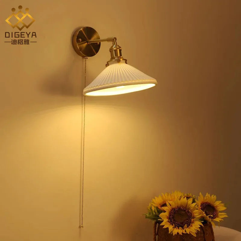 applique murale led antique avec interrupteur à tirette - vue 3 sur 10