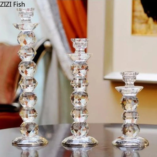 bougeoir en verre cristal accessoires pour dîners aux chandelles - vue 2 sur 9
