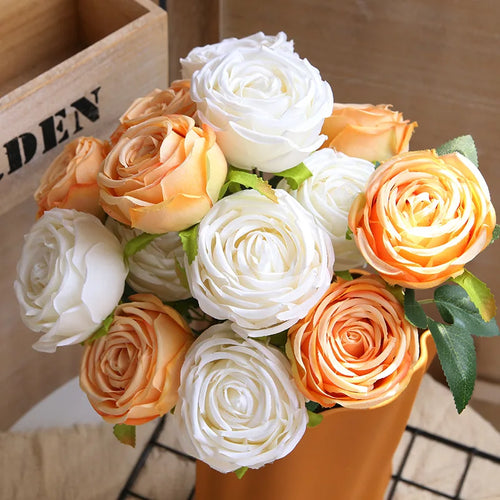 bouquet de roses artificielles en soie pour décoration élégante - vue 2 sur 17