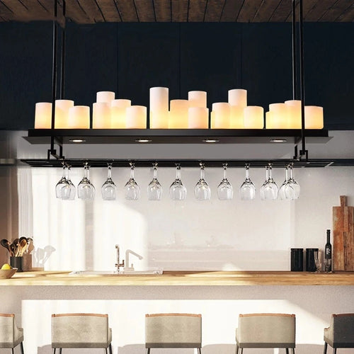 Vintage LED glass candle chandelier pendant for living room, dining, kitchen, restaurant - vue 6 sur 16