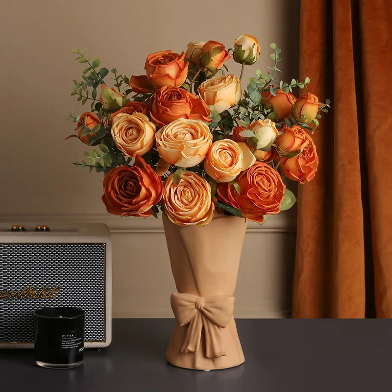 bouquet de roses artificielles en soie pour décoration intérieure mariage - vue 4 sur 9