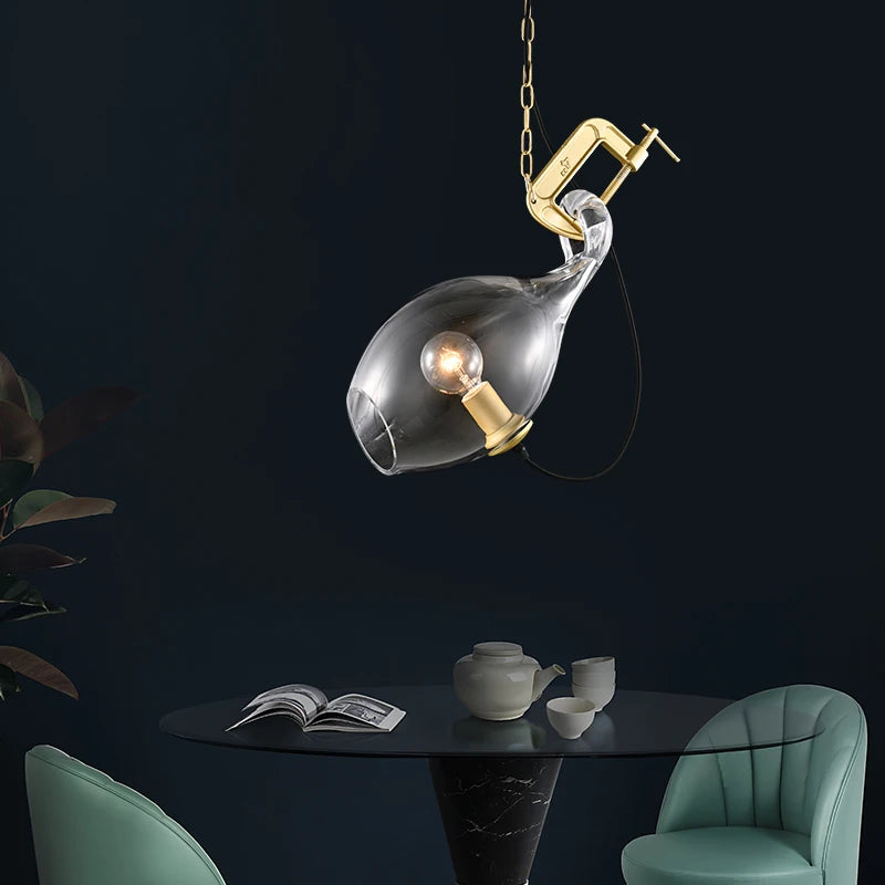 lustre moderne en verre pour bar et salon design - vue 4 sur 7