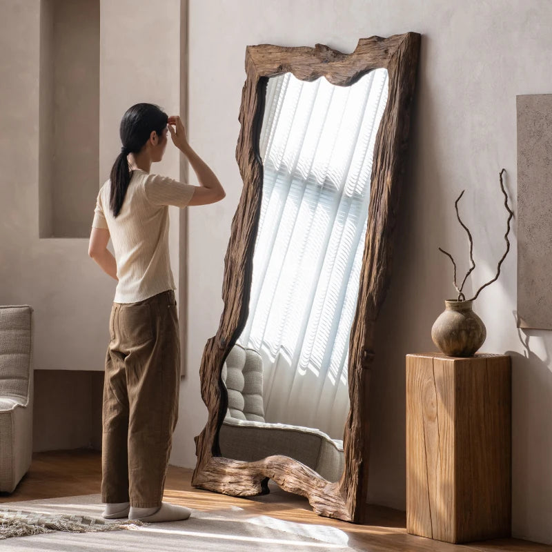 miroir moderne de luxe sur pied en bois décoratif pour la maison - vue 4 sur 18