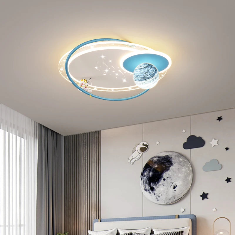 Modern minimalist astronaut planet decorative ceiling light for children - vue 4 sur 12