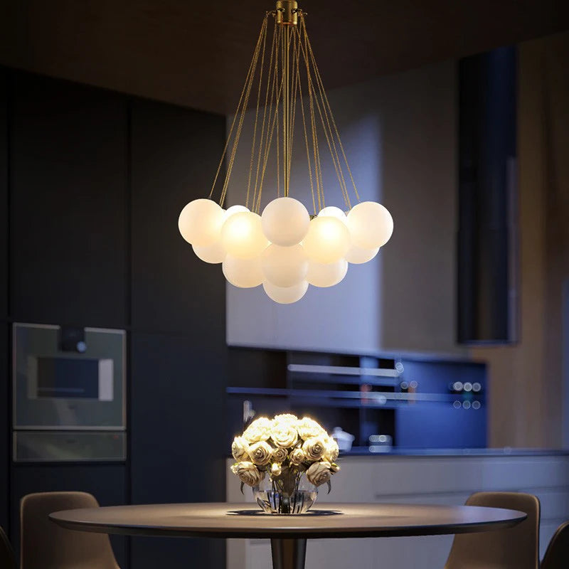 lustre boule de verre moderne led suspension nordique suspendu - vue 4 sur 10