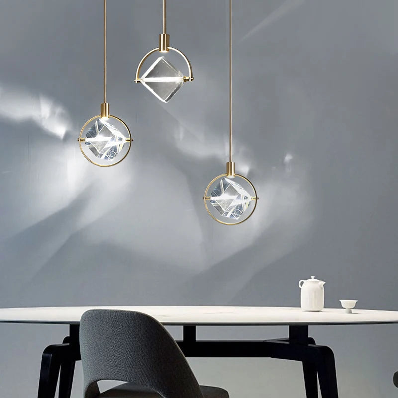 suspension cristal led luminaire suspendu style nordique loft décor intérieur - vue 6 sur 18