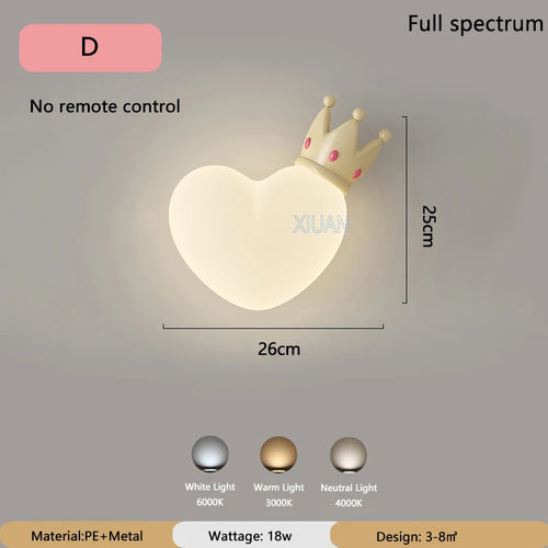 applique murale led romantique couronne coeur nuage pour enfants - vue 11 sur 12