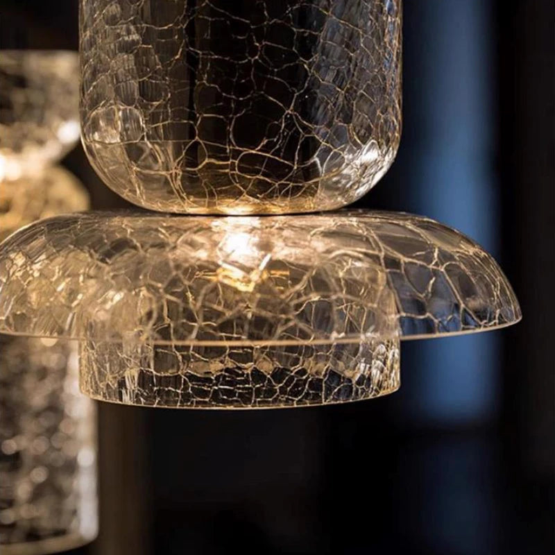 lustre en verre craquelé design rétro minimaliste pour intérieur moderne - vue 7 sur 12