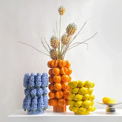 Ceramic Vase,Lemon Tomato Modern Simple Style Indoor Wedding Table Decoration,Creative Home Decorative Flower Arrangement - vue 2 sur 13