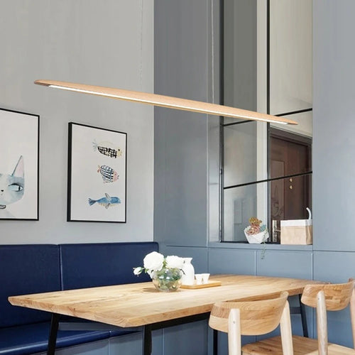 Minimalist nordic wood LED pendant light for bar, shop, hotel 3000k - vue 3 sur 7