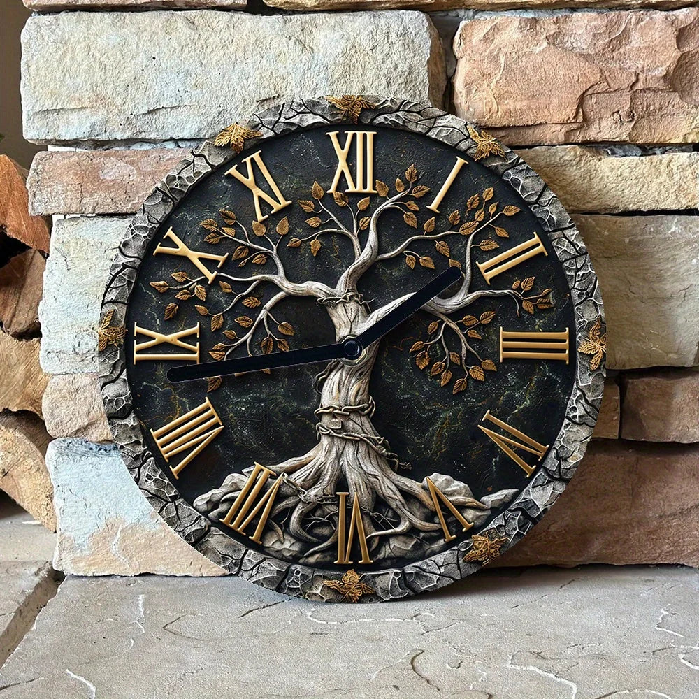Tree of Life Silent Wall Clock,High-Definition 2D Print, Metal Art Decor with Sets for Home, Bedroom, Thanksgiving Day - vue 3 sur 7