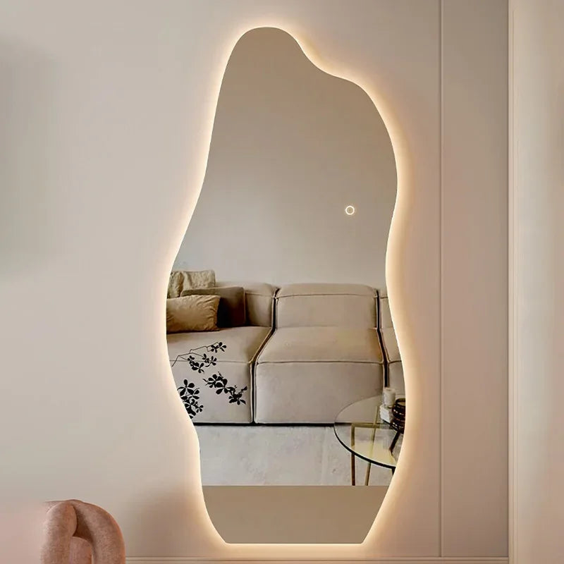 miroir lumineux décoratif style nordique irrégulier pour intérieur élégant - vue 4 sur 6